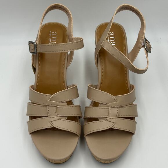 NWT A.N.A. Billie Nude Platform Block Heeled Sandals Buckle Strap Womens Size 11 - Picture 4 of 12